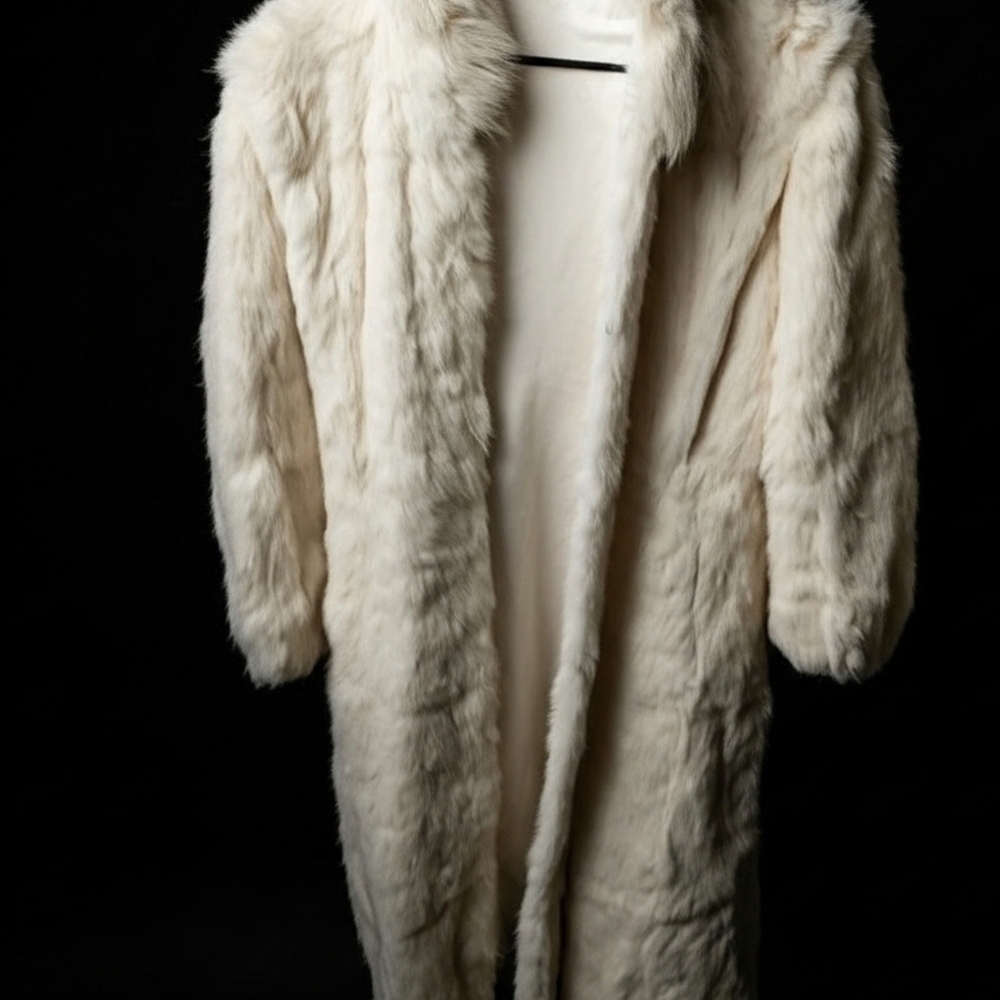 Ivory Rabbit Fur Long Coat - Women Jackets & Coats